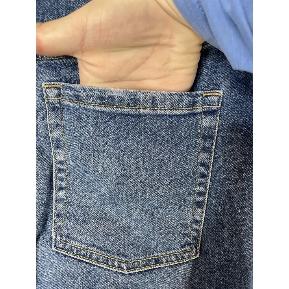 Wild Fable Jeans Womens 10 Blue Super‎ High Rise Straight Button Fly Distressed